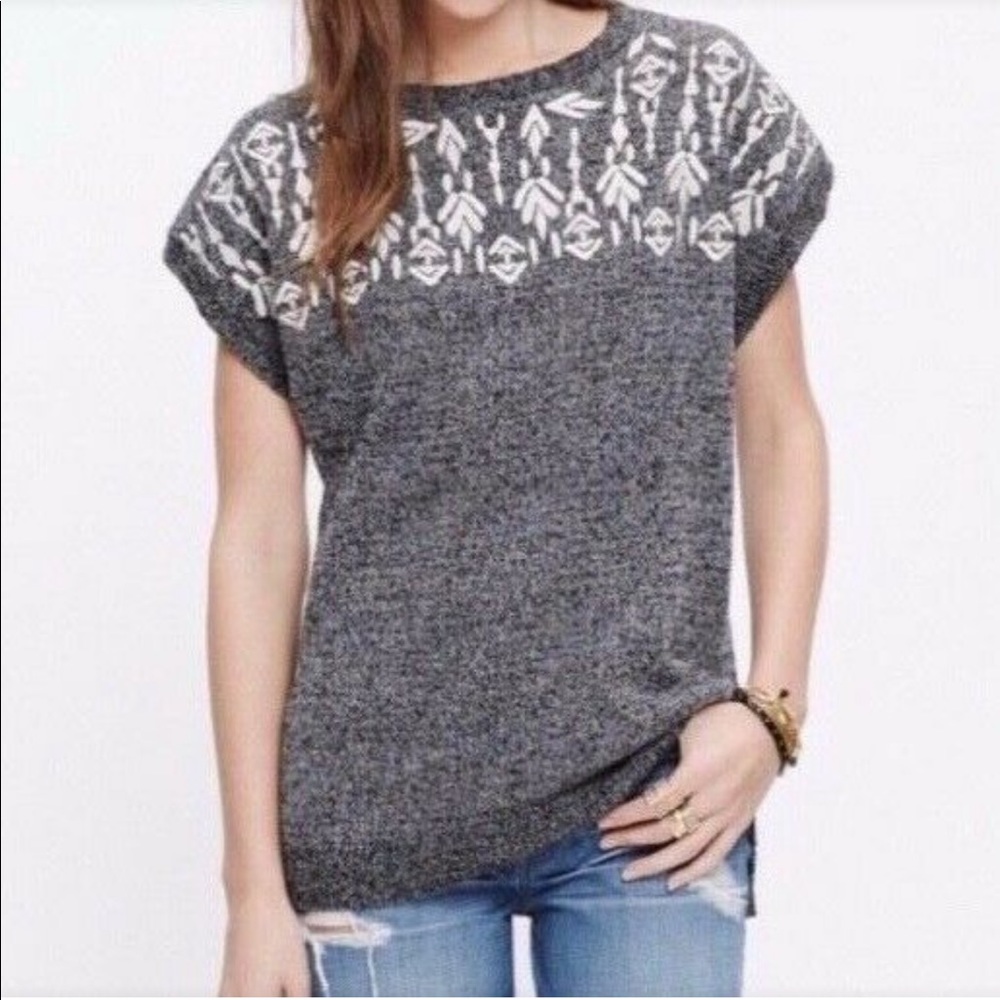 Madewell Embroidered Short Sleeve Sweater Tunic Top